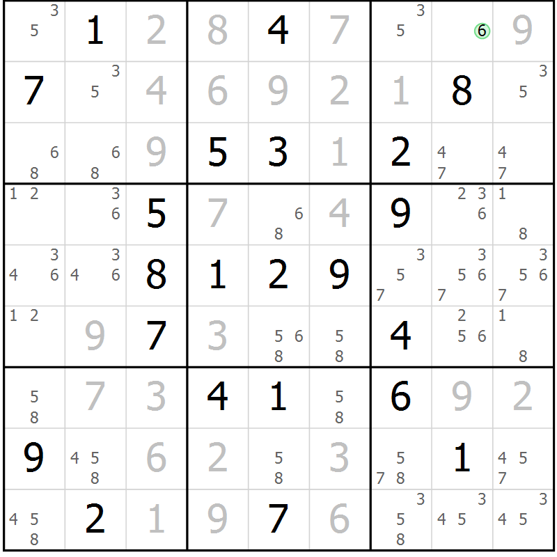 Position des candidats pour la solution de la Gr 16 page 19 du magazine de sudoku Virtuose n° 111