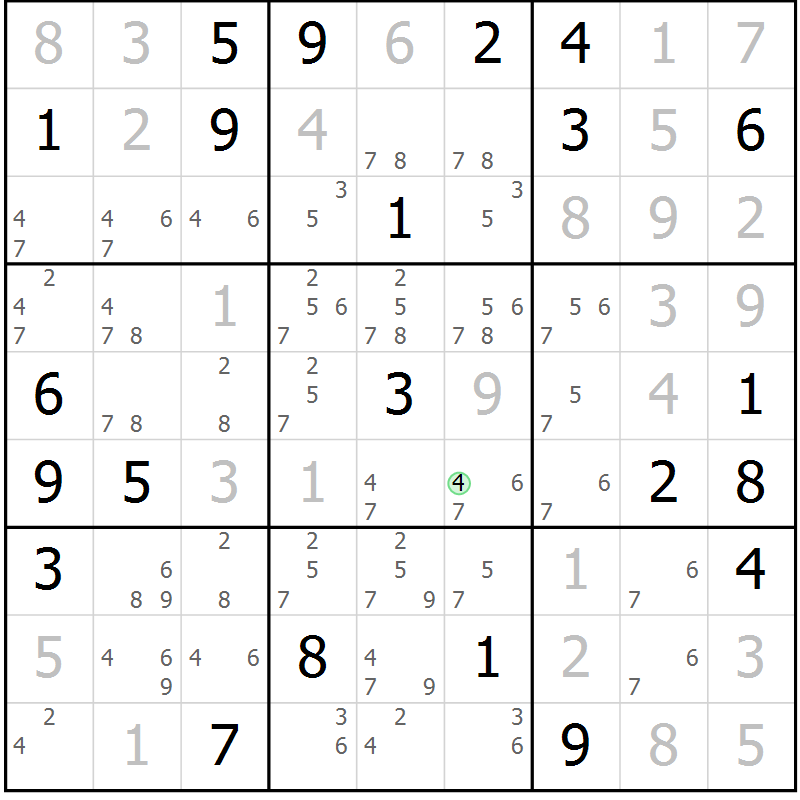 Position des candidats pour la solution de la Gr 19 page 22 du magazine de sudoku Virtuose n° 111