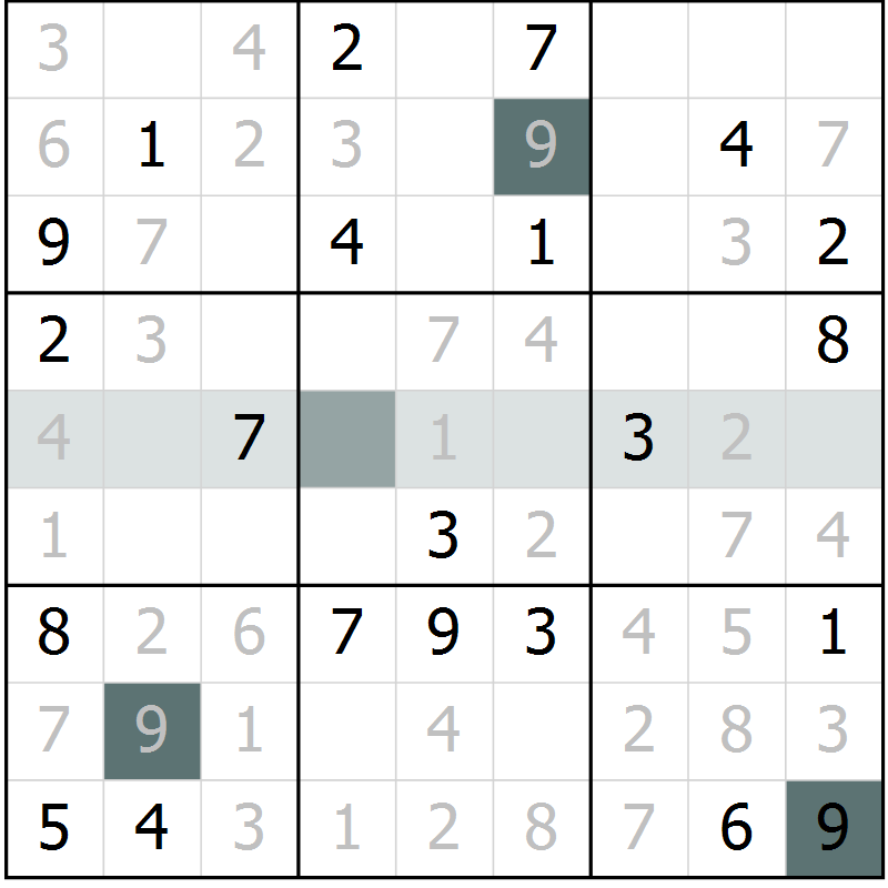 Position des candidats pour la solution de la Gr 2 page 5 du magazine de sudoku Virtuose n° 111