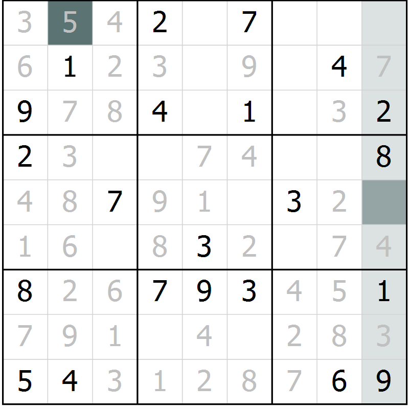 Position des candidats pour la solution de la Gr 2 page 5 du magazine de sudoku Virtuose n° 111
