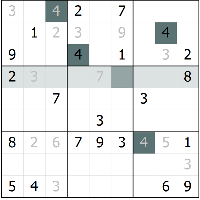 Position des candidats pour la solution de la Gr 2 page 5 du magazine de sudoku Virtuose n° 111