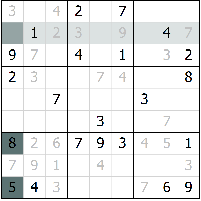 Position des candidats pour la solution de la Gr 2 page 5 du magazine de sudoku Virtuose n° 111