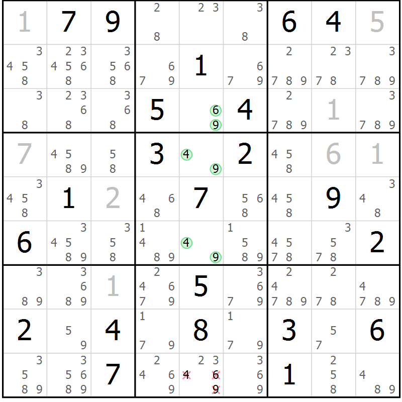 Position des candidats pour la solution de la Gr 20 page 23 du magazine de sudoku Virtuose n° 111