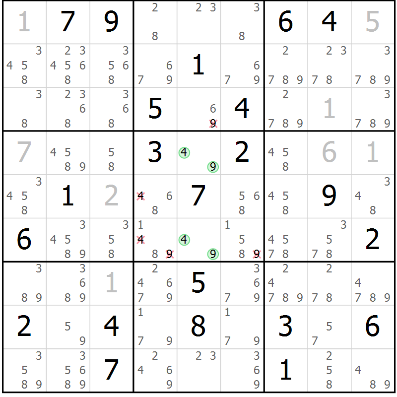 Position des candidats pour la solution de la Gr 20 page 23 du magazine de sudoku Virtuose n° 111