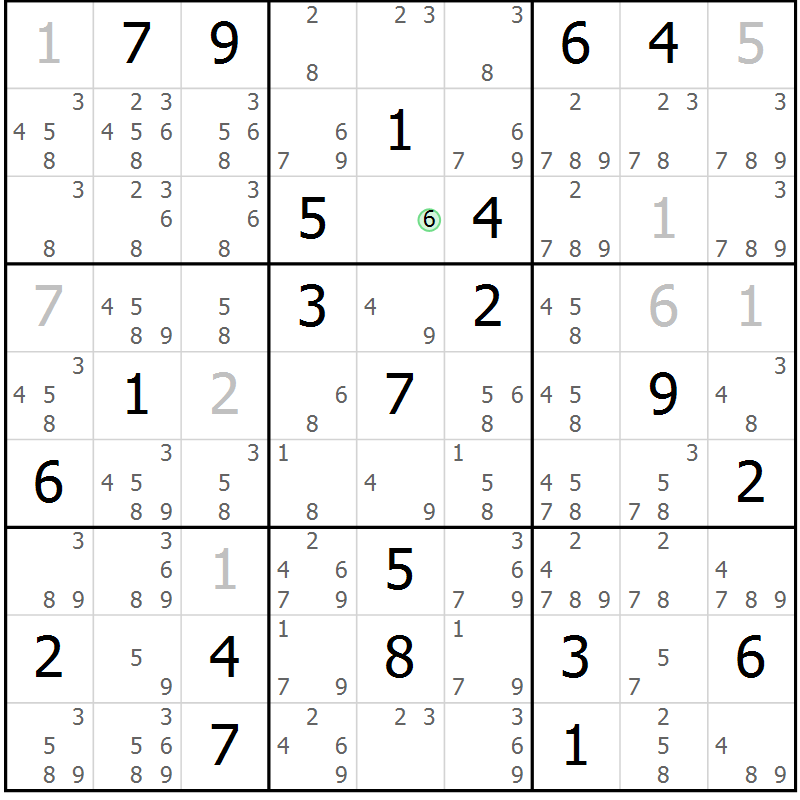 Position des candidats pour la solution de la Gr 20 page 23 du magazine de sudoku Virtuose n° 111