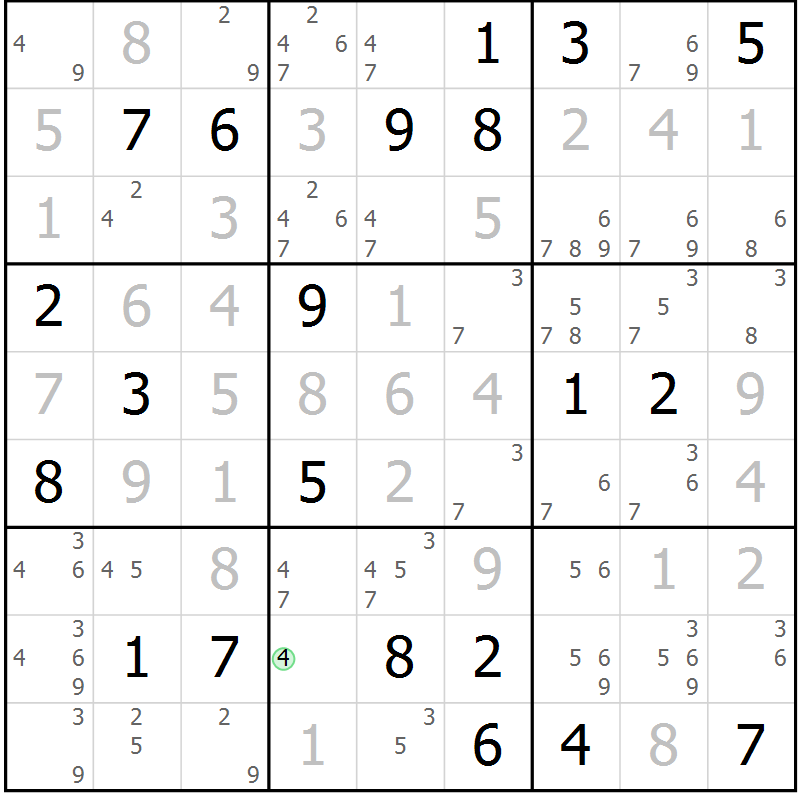 Position des candidats pour la solution de la Gr 21 page 24 du magazine de sudoku Virtuose n° 111