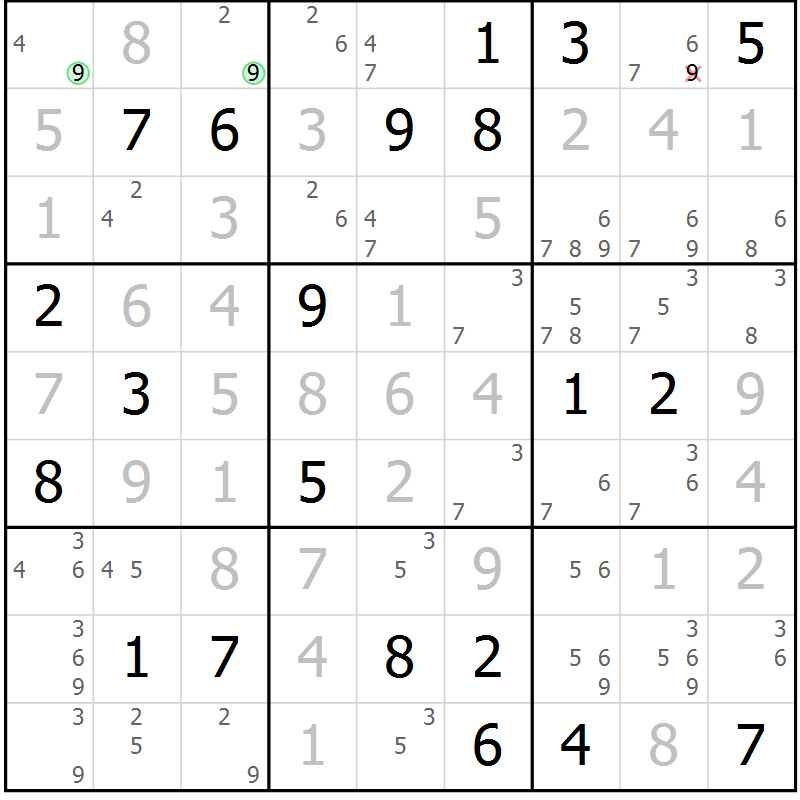 Position des candidats pour la solution de la Gr 21 page 24 du magazine de sudoku Virtuose n° 111