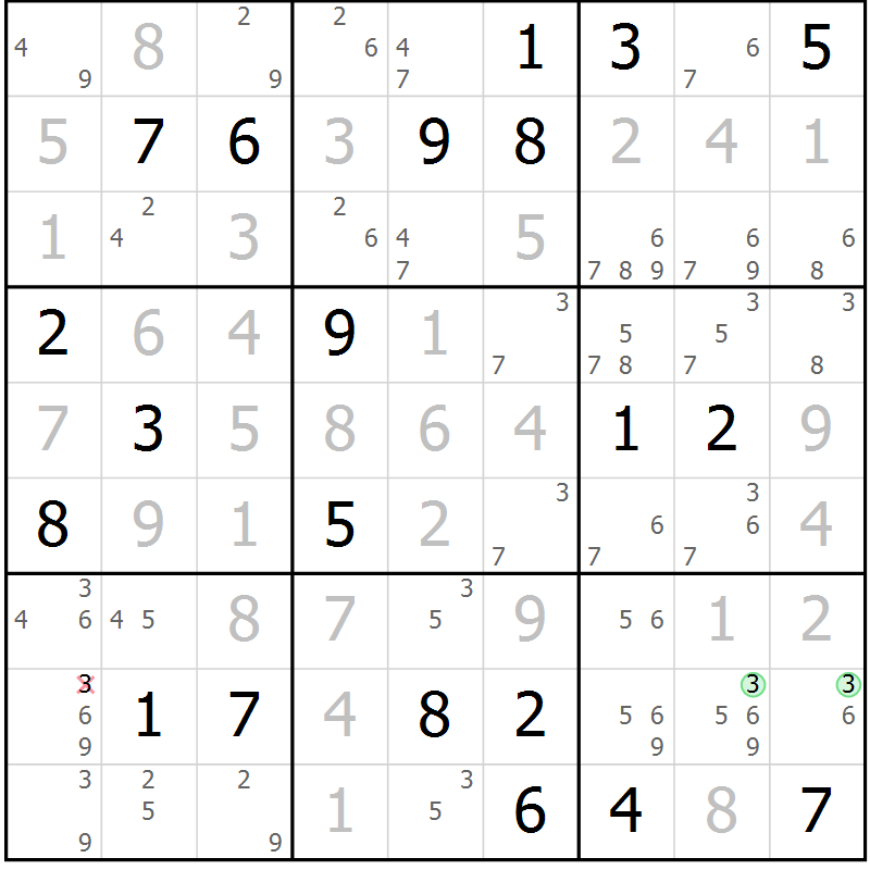 Position des candidats pour la solution de la Gr 21 page 24 du magazine de sudoku Virtuose n° 111