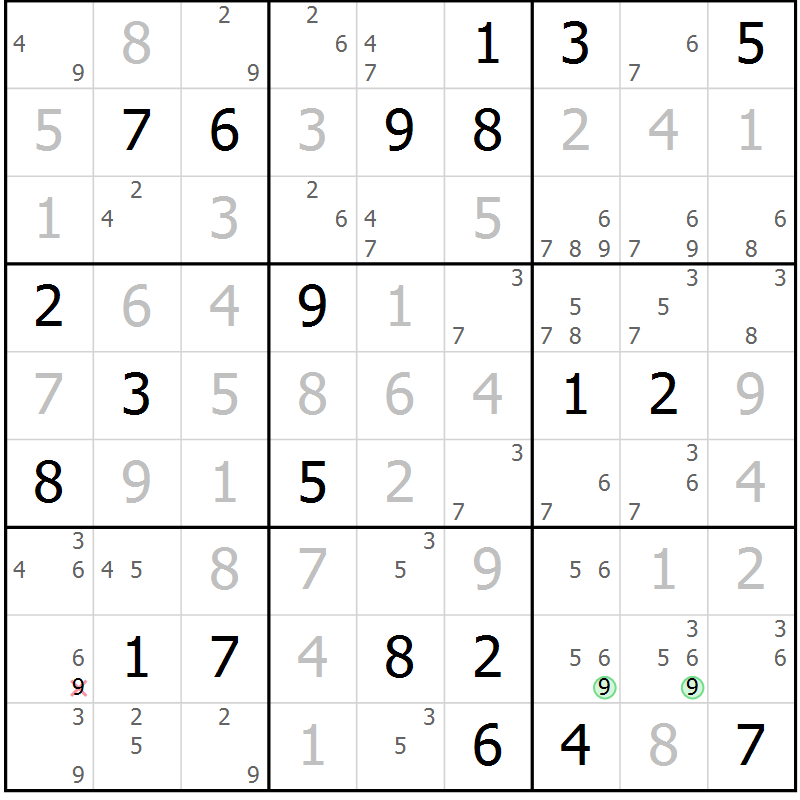 Position des candidats pour la solution de la Gr 21 page 24 du magazine de sudoku Virtuose n° 111