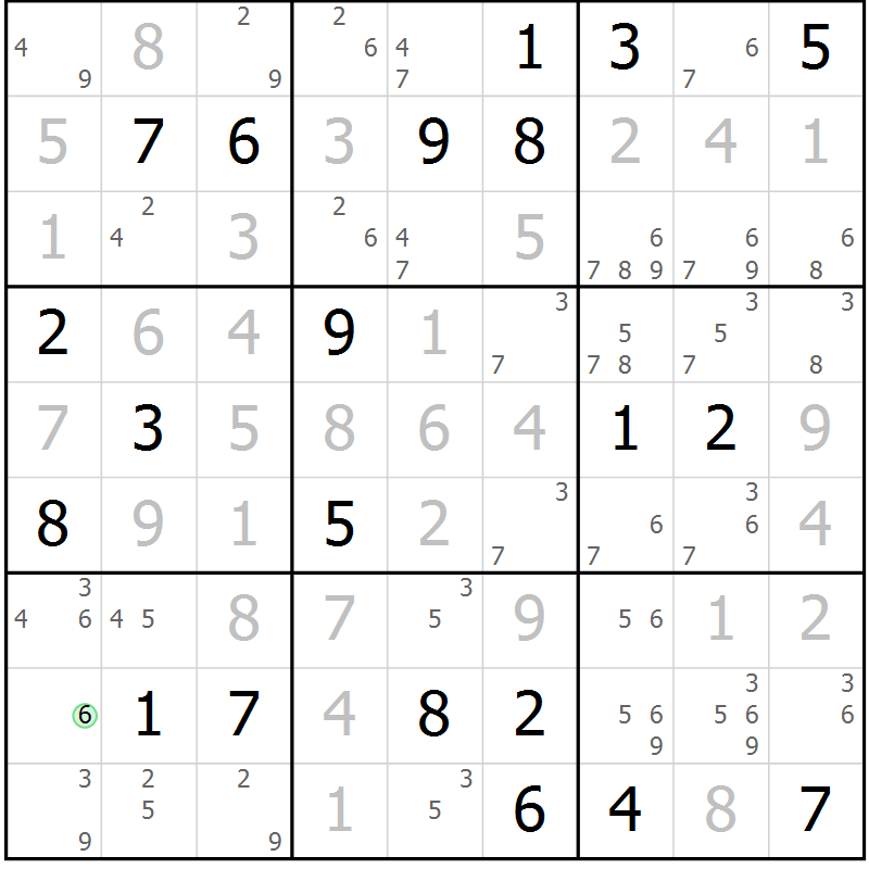 Position des candidats pour la solution de la Gr 21 page 24 du magazine de sudoku Virtuose n° 111
