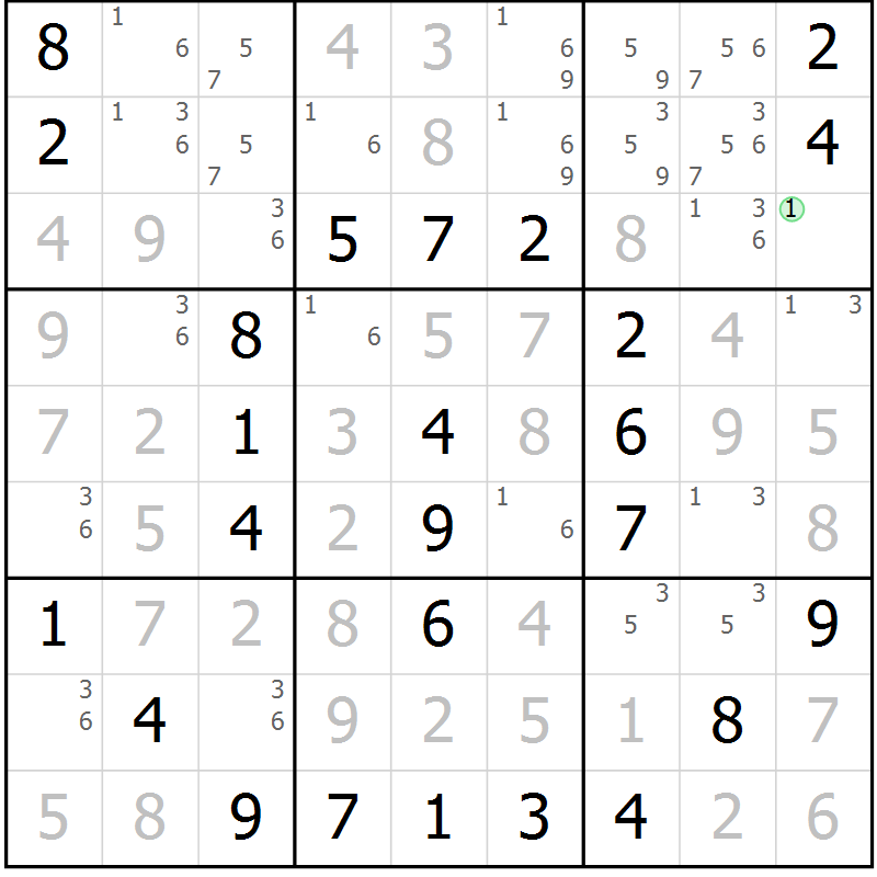 Position des candidats pour la solution de la Gr 23 page 26 du magazine de sudoku Virtuose n° 111