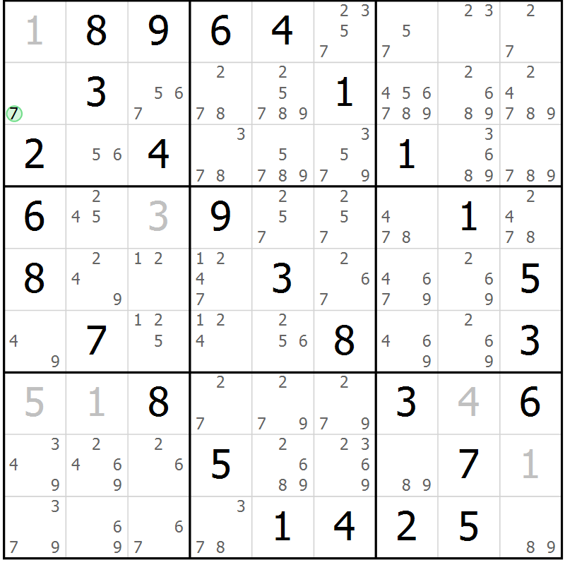Position des candidats pour la solution de la Gr 24 page 27 du magazine de sudoku Virtuose n° 111