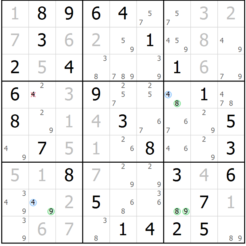 Position des candidats pour la solution de la Gr 24 page 27 du magazine de sudoku Virtuose n° 111