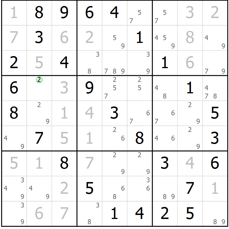 Position des candidats pour la solution de la Gr 24 page 27 du magazine de sudoku Virtuose n° 111