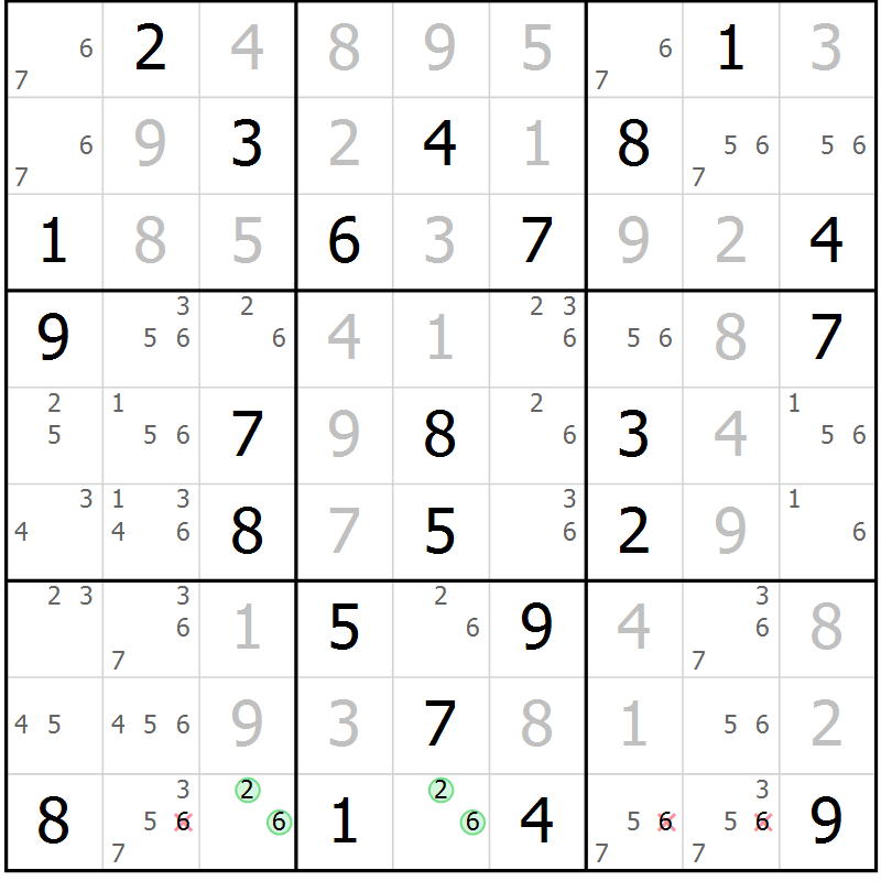 Position des candidats pour la solution de la Gr 25 page 28 du magazine de sudoku Virtuose n° 111