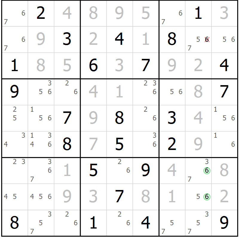 Position des candidats pour la solution de la Gr 25 page 28 du magazine de sudoku Virtuose n° 111