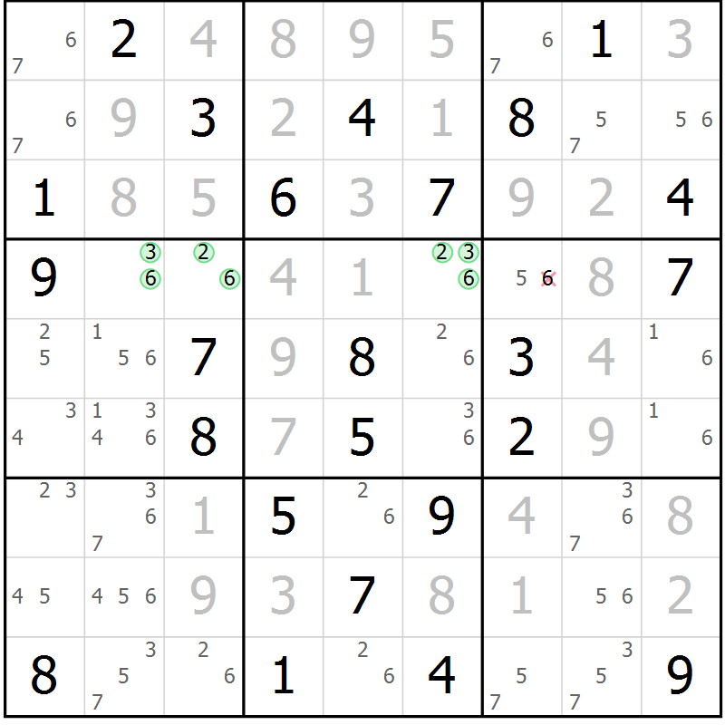 Position des candidats pour la solution de la Gr 25 page 28 du magazine de sudoku Virtuose n° 111