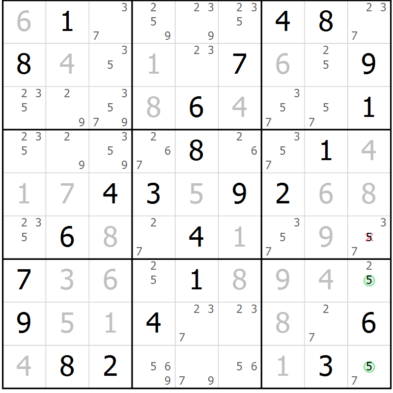Position des candidats pour la solution de la Gr 26 page 29 du magazine de sudoku Virtuose n° 111