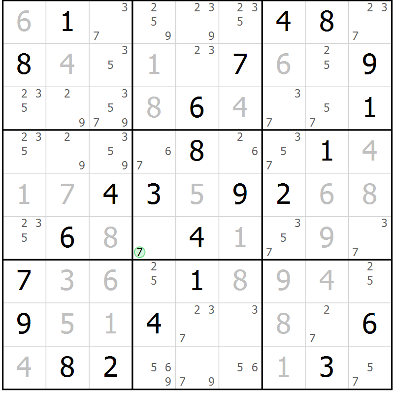 Position des candidats pour la solution de la Gr 26 page 29 du magazine de sudoku Virtuose n° 111