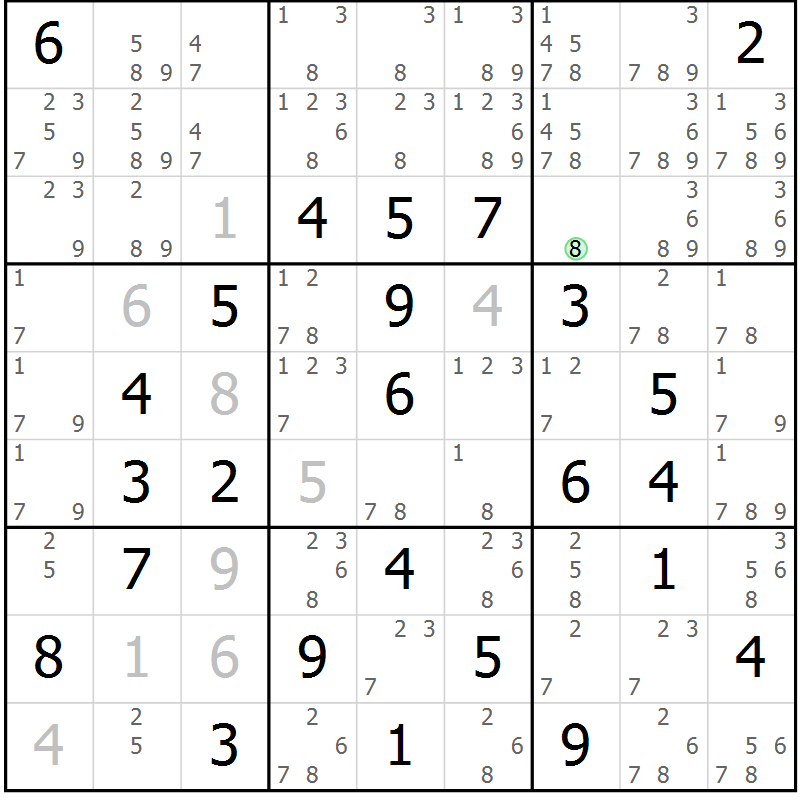 Position des candidats pour la solution de la Gr 27 page 30 du magazine de sudoku Virtuose n° 111