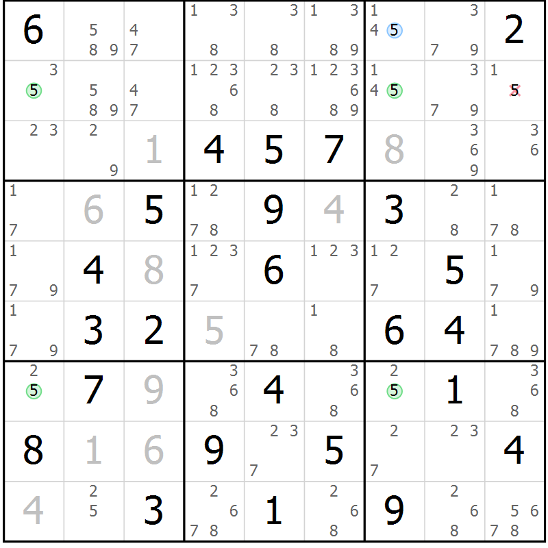Position des candidats pour la solution de la Gr 27 page 30 du magazine de sudoku Virtuose n° 111