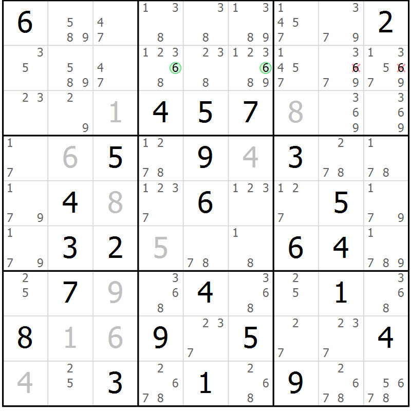Position des candidats pour la solution de la Gr 27 page 30 du magazine de sudoku Virtuose n° 111