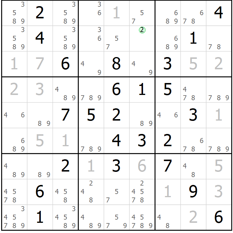 Position des candidats pour la solution de la Gr 29 page 32 du magazine de sudoku Virtuose n° 111