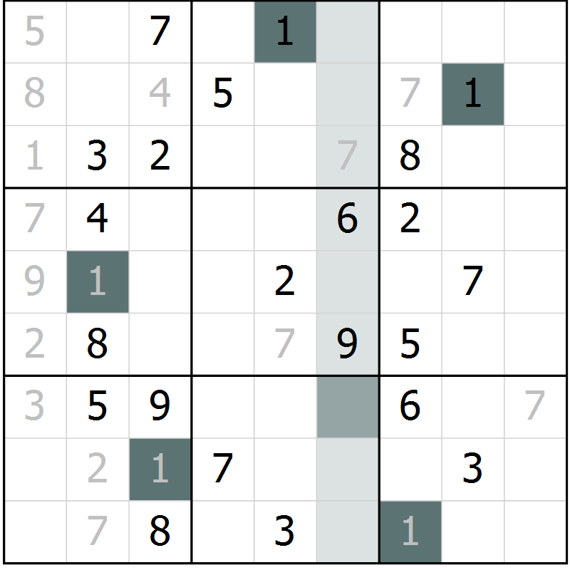 Position des candidats pour la solution de la Gr 3 page 6 du magazine de sudoku Virtuose n° 111