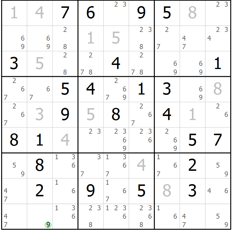 Position des candidats pour la solution de la Gr 30 page 33 du magazine de sudoku Virtuose n° 111