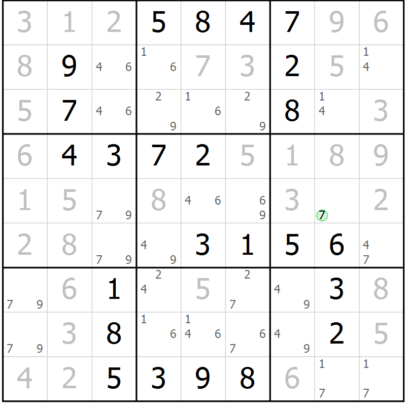Position des candidats pour la solution de la Gr 31 page 34 du magazine de sudoku Virtuose n° 111