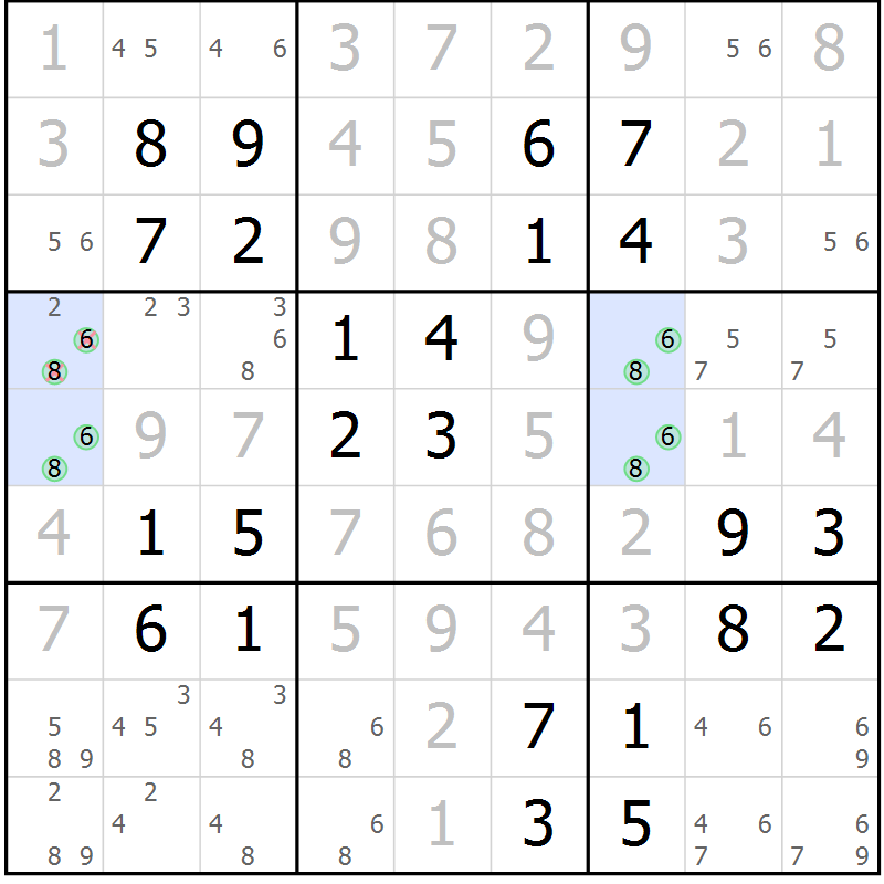 Position des candidats pour la solution de la Gr 32 page 35 du magazine de sudoku Virtuose n° 111