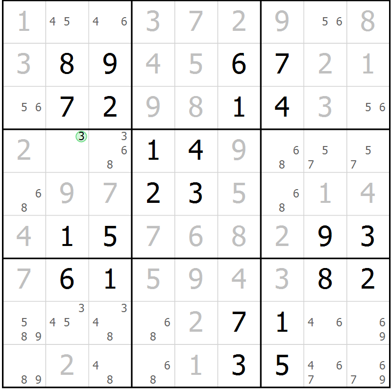 Position des candidats pour la solution de la Gr 32 page 35 du magazine de sudoku Virtuose n° 111