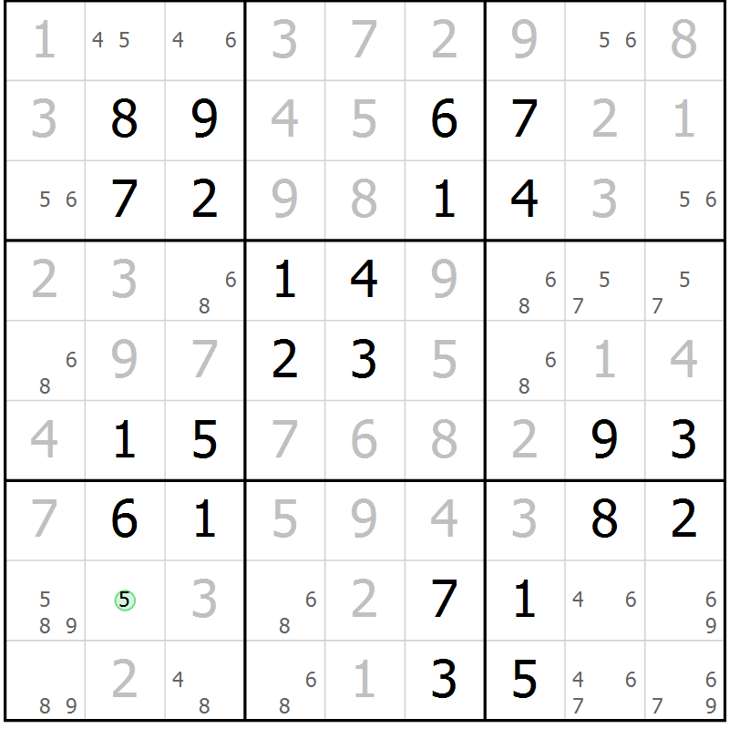 Position des candidats pour la solution de la Gr 32 page 35 du magazine de sudoku Virtuose n° 111