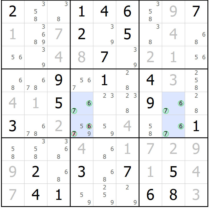 Position des candidats pour la solution de la Gr 33 page 36 du magazine de sudoku Virtuose n° 111