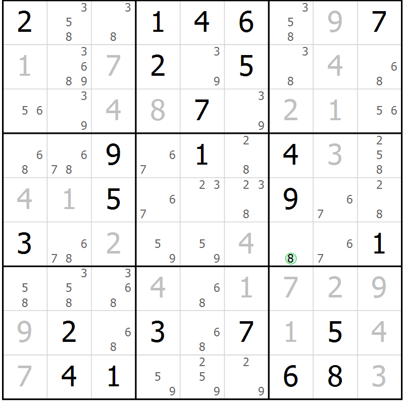 Position des candidats pour la solution de la Gr 33 page 36 du magazine de sudoku Virtuose n° 111