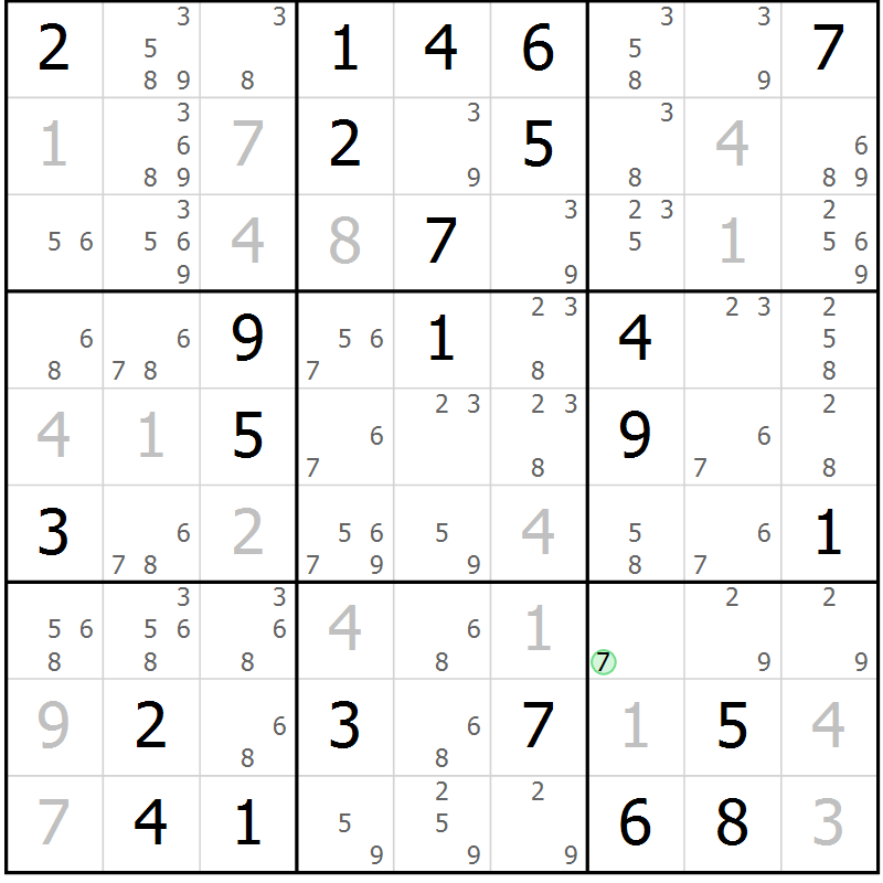 Position des candidats pour la solution de la Gr 33 page 36 du magazine de sudoku Virtuose n° 111