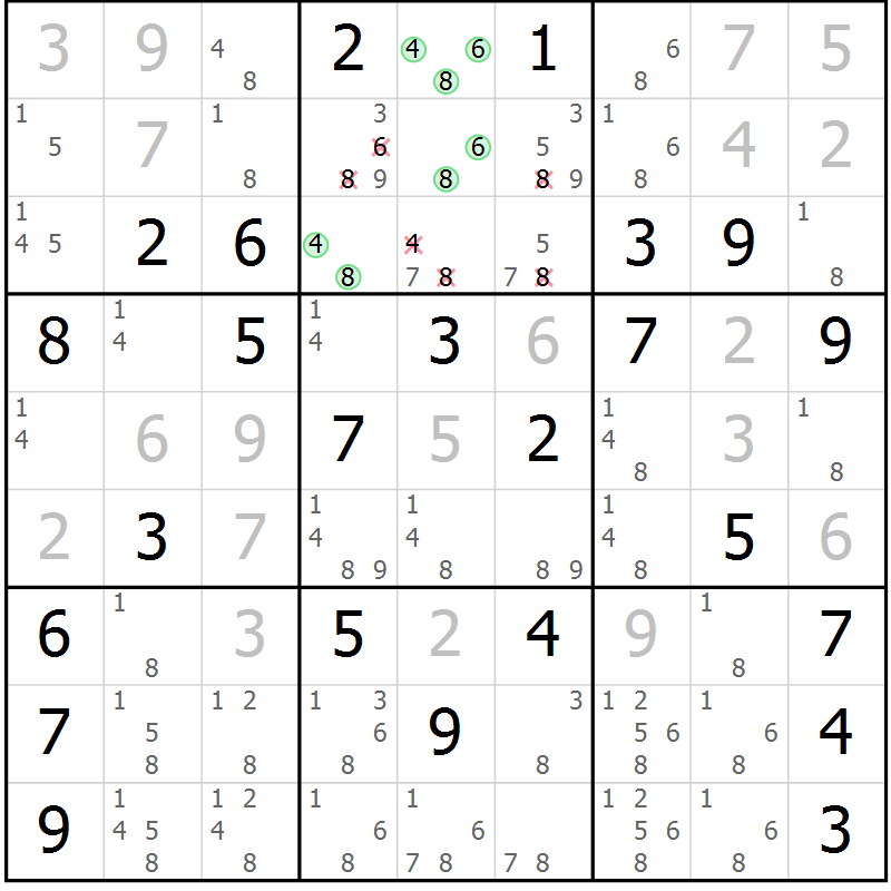 Position des candidats pour la solution de la Gr 34 page 37 du magazine de sudoku Virtuose n° 111