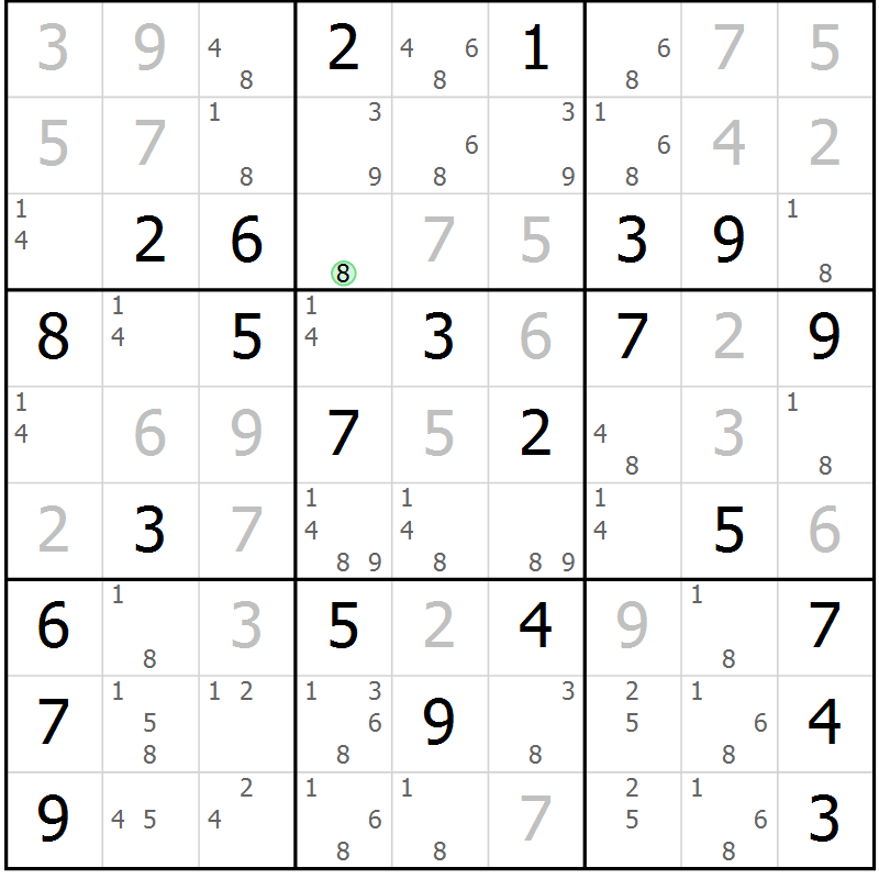 Position des candidats pour la solution de la Gr 34 page 37 du magazine de sudoku Virtuose n° 111