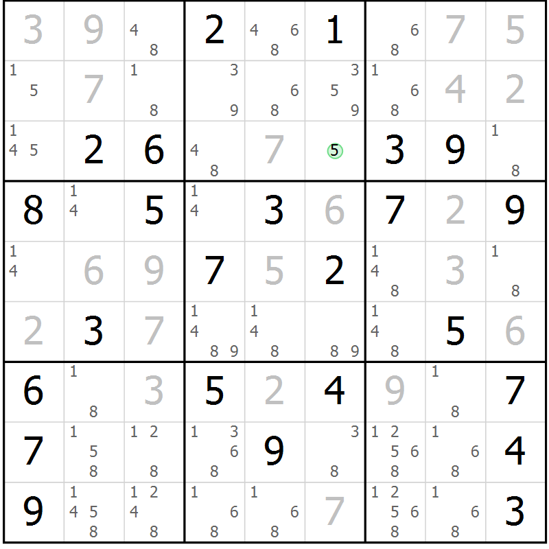 Position des candidats pour la solution de la Gr 34 page 37 du magazine de sudoku Virtuose n° 111