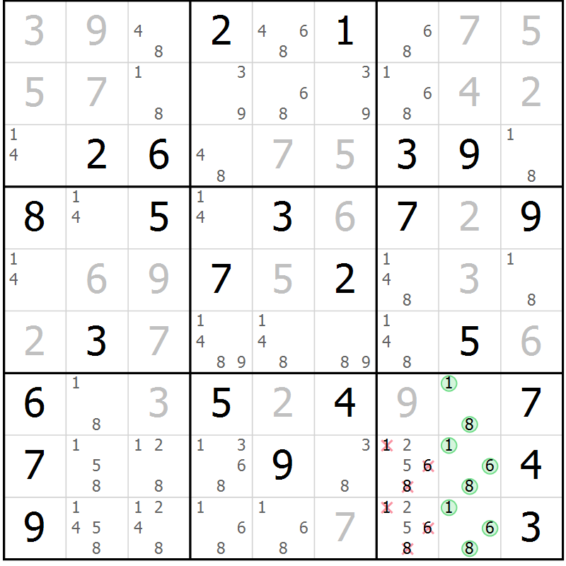 Position des candidats pour la solution de la Gr 34 page 37 du magazine de sudoku Virtuose n° 111