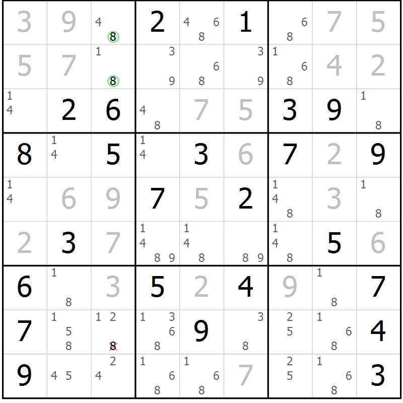 Position des candidats pour la solution de la Gr 34 page 37 du magazine de sudoku Virtuose n° 111