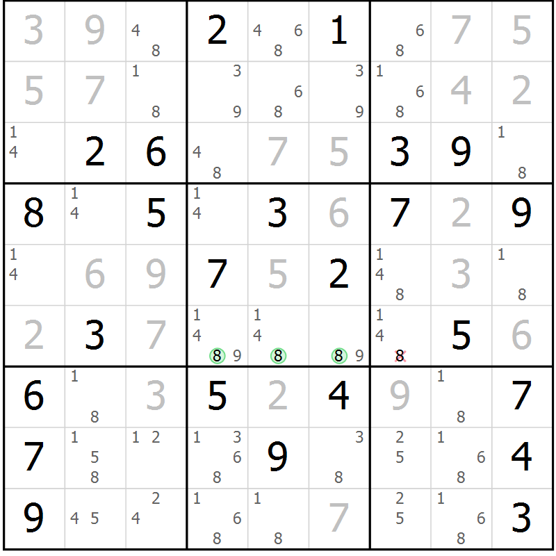 Position des candidats pour la solution de la Gr 34 page 37 du magazine de sudoku Virtuose n° 111