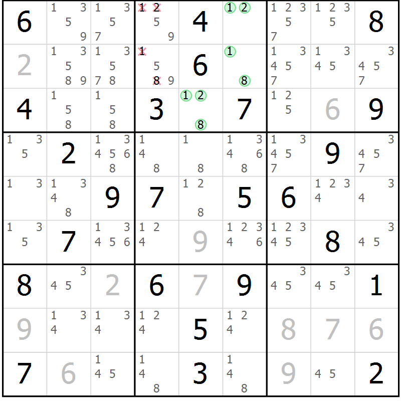 Position des candidats pour la solution de la Gr 35 page 38 du magazine de sudoku Virtuose n° 111
