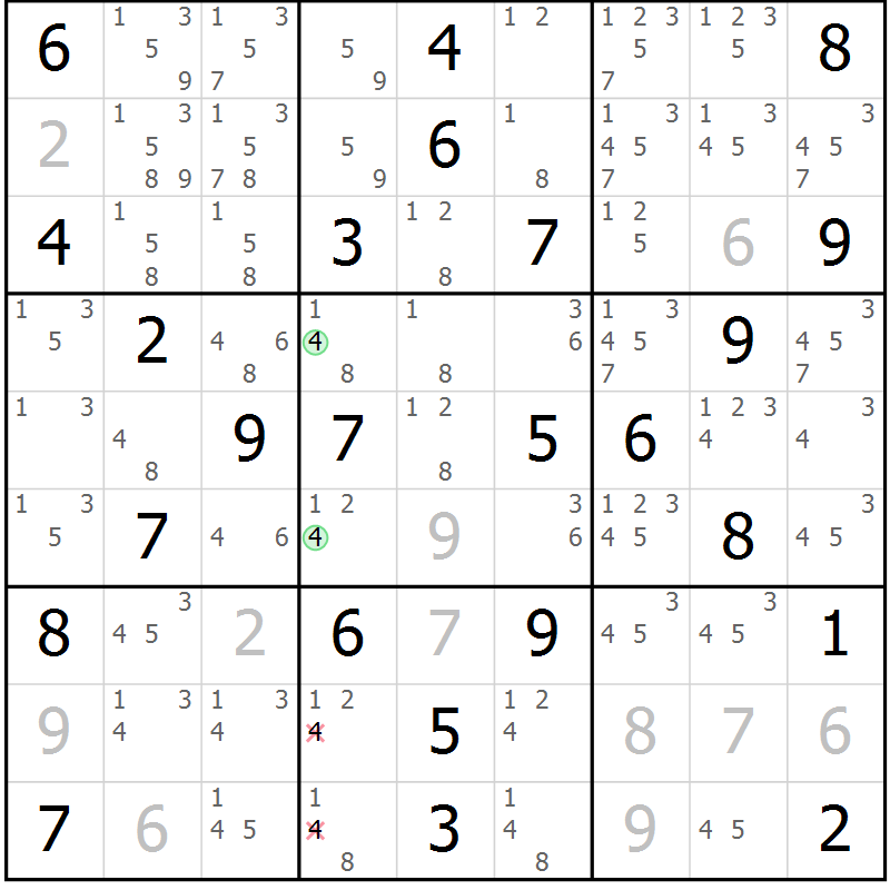 Position des candidats pour la solution de la Gr 35 page 38 du magazine de sudoku Virtuose n° 111