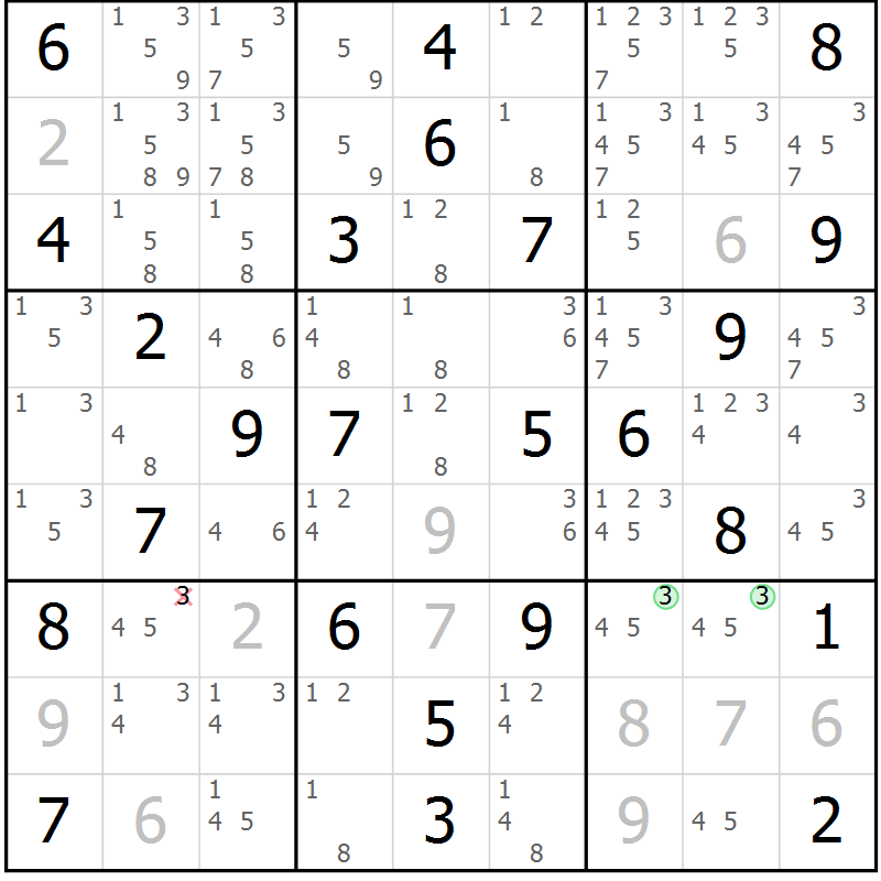 Position des candidats pour la solution de la Gr 35 page 38 du magazine de sudoku Virtuose n° 111