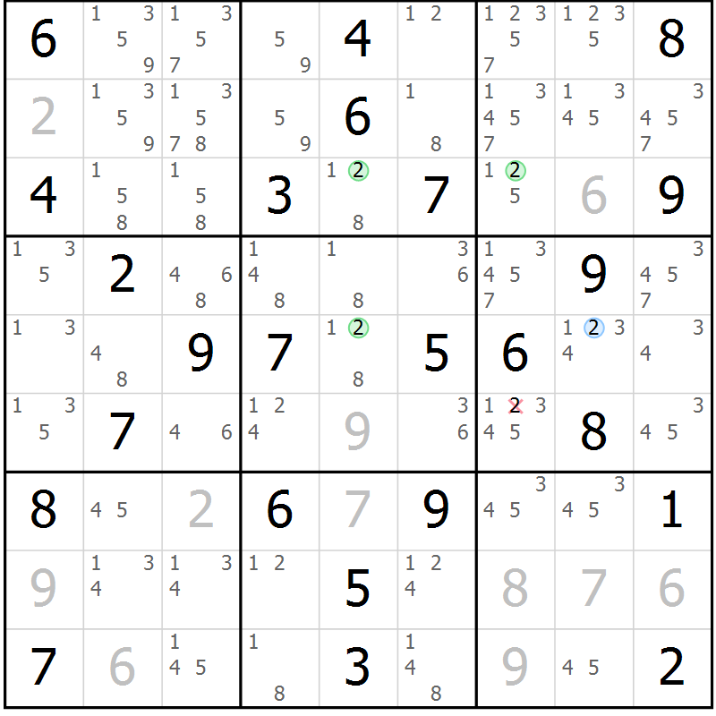 Position des candidats pour la solution de la Gr 35 page 38 du magazine de sudoku Virtuose n° 111