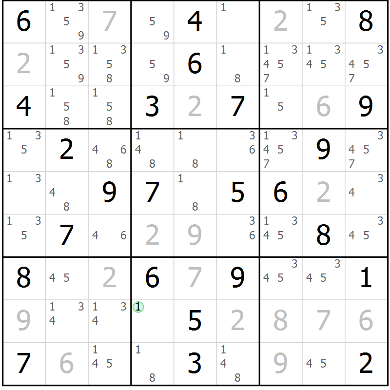 Position des candidats pour la solution de la Gr 35 page 38 du magazine de sudoku Virtuose n° 111