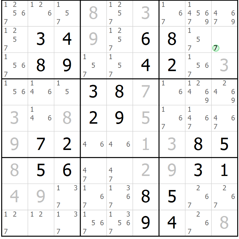 Position des candidats pour la solution de la Gr 37 page 40 du magazine de sudoku Virtuose n° 111