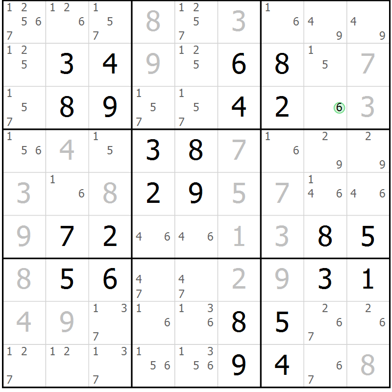 Position des candidats pour la solution de la Gr 37 page 40 du magazine de sudoku Virtuose n° 111