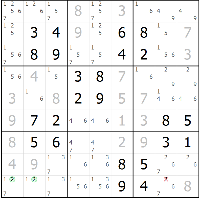 Position des candidats pour la solution de la Gr 37 page 40 du magazine de sudoku Virtuose n° 111